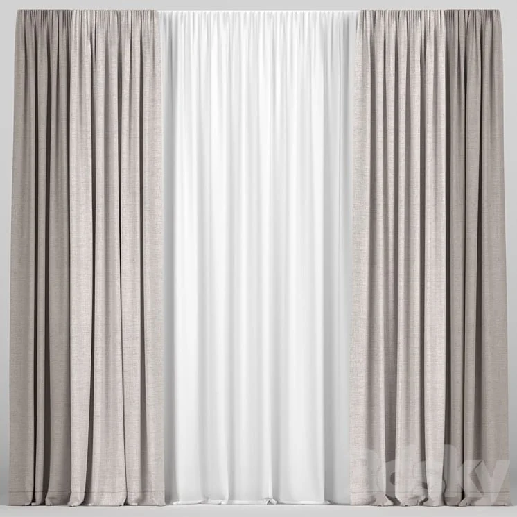 Brown curtains in two colors with tulle.